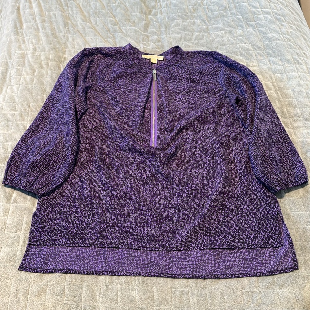 MICHAEL Michael Kors Blouse, Purple, Black, 3/4 Sleeves, Size S